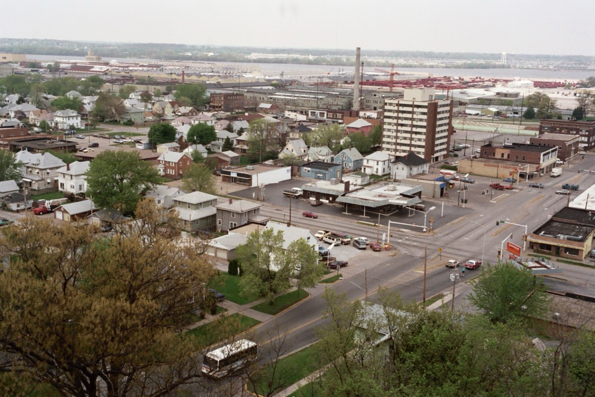 View over East Moline, Illinois toward the Mississippi River