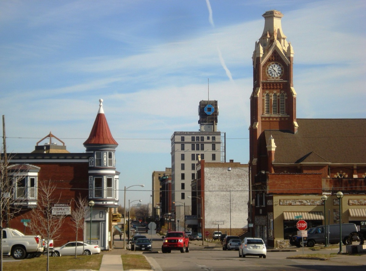 Downtown Moline, Illinois, with its historic commercial district and clock tower