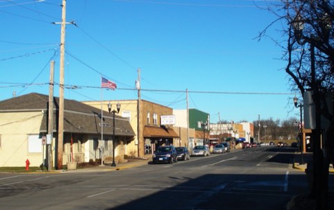 Main street in Milan, Illinois