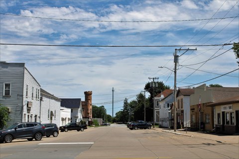 Main street in Walcott, Iowa